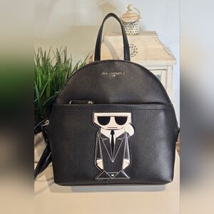 Karl Lagerfeld Black Backpack with Iconic Patch